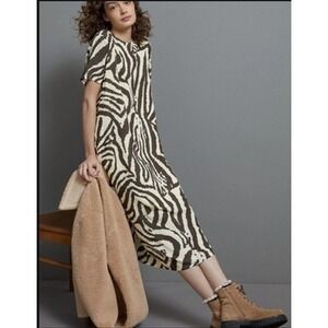 Corey Lynn Calter Dress Size Small Brown Zebra Maxi Tee Anthropologie Shift